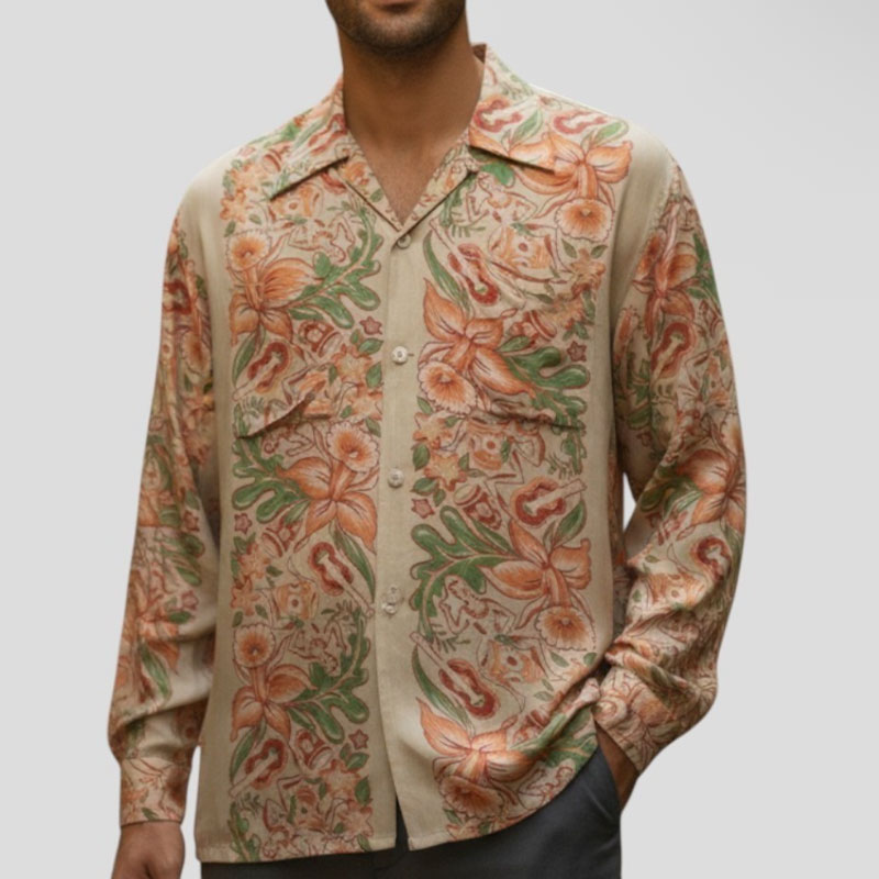 1950 HAWAIIAN SHIRT LONG SLEEVE STRIPE
