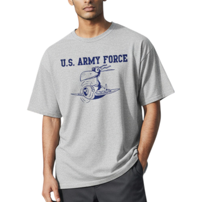 U.S. ARMY FORCE AR TS グレー×紺 6.2oz MEDIUM