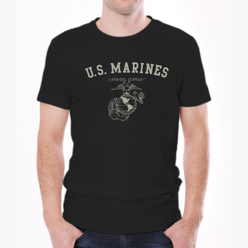 U.S.MARINES AR TS 黒×グレー 6.2oz X-LARGE