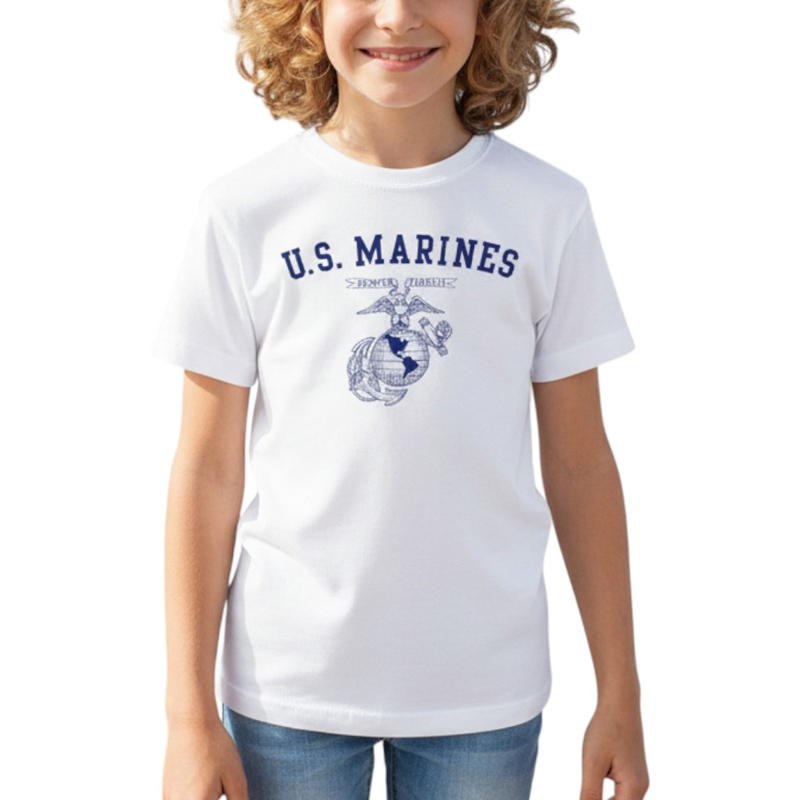 U.S. MARINES AR TSK ホワイト×紺 6oz YOUTH-S(140)